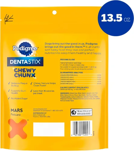 Vista 2 de Pedigree Dentastix Chewy Chunx - Golosinas dentales pequeñas para perros, pollo, 13.5 onzas