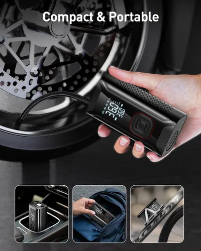 Vista 7 de Inflador de Neumáticos Compresor de Aire Portátil, Mini Bomba de Aire para Neumáticos de Coche, Bomba de Neumáticos de Bicicleta Eléctrica