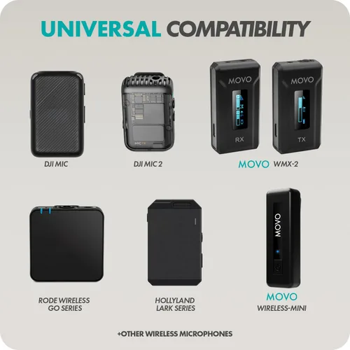 Vista 13 de Movo WMX-HM - Mango de micrófono inalámbrico para entrevistas, adaptador de mano para DJI Mic, RODE Wireless GO y más, incluye bandera de micrófono
