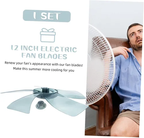 Vista 3 de LIFKOME 1 juego de hojas de repuesto de ventilador de plástico con cubierta de tuerca para ventilador de pie universal, 11 pulgadas, 5 hojas