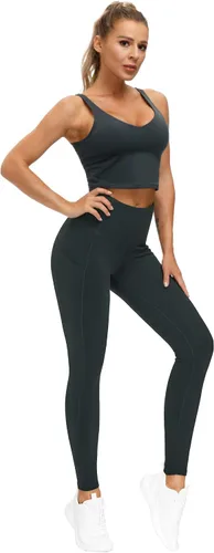 Vista 6 de THE GYM PEOPLE - Pantalones deportivos gruesos de tiro alto, con bolsillos y control de abdomen, leggings para entrenar, correr, hacer yoga