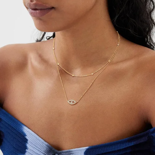 Vista 2 de MEVECCO Gargantilla Delicada de Cadena de Oro Collar Gargantilla de Oro de 14K Plateado Hecho a Mano Boho Lindo Pequeñas Cuentas con Eslabones
