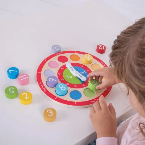 Vista 3 de Bigjigs Toys Reloj de enseñanza de madera - Cuente la hora