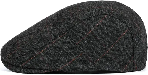 Vista 6 de FALETO Sombrero plano de Ivy Gatsby Newsboy para hombre, invierno, primavera, otoño, conducción, taxista, gorra de caza