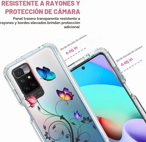 Vista 3 de Funda para Redmi 10 (2021/2022)/Redmi 10 Prime con protector de pantalla de vidrio templado, cuerpo completo transparente con protección de diseño
