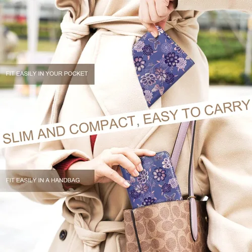 Vista 7 de APHISON Billetera para mujer, delgada y pequeña, cartera RFID para mujer, 11-0104, Moda