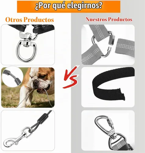 Vista 3 de Idepet Cinturón de seguridad para perro para coche de acero inoxidable 3 en 1 cinturón de seguridad para perro, color negro