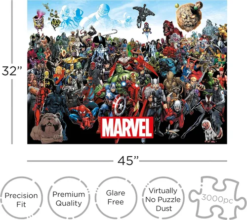 Vista 2 de AQUARIUS Marvel Puzzle Cast (rompecabezas de 3000 piezas) – Mercancía y coleccionables con licencia oficial de Marvel – Sin deslumbramiento – Ajuste