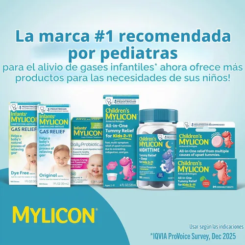 Vista 7 de Mylicon gotas antigas para bebé con fórmula para el alivio, 1, 1 #1 Pediatrician Recommended Brand · Gentle simethicone drops relieve infant gas &