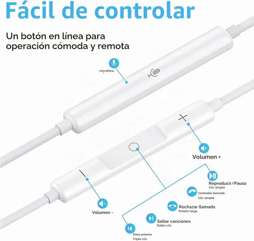 Vista 3 de Paquete de 2 auriculares USB C, auriculares USB tipo C estéreo de alta fidelidad USB C con micrófono de control de volumen compatibles con Samsung