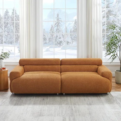 Vista 3 de Sofá Loveseat Boucle Cloud de 89", Cómodo Sofá Boucle Tapizado de Asiento Profundo, Sofá Moderno de Mediados de Siglo para Sala de Estar