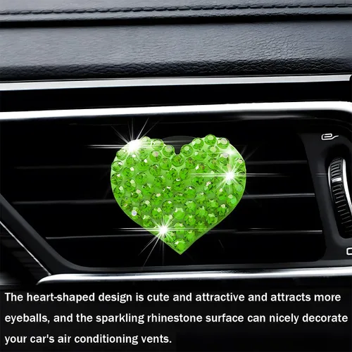 Vista 2 de Osilly - Clips brillantes para ventilación de automóvil, 2 piezas; adorno brillante con forma de corazón para salida de aire acondicionado