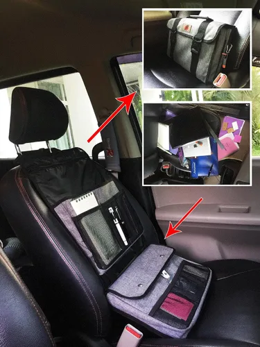 Vista 8 de Asiento delantero - Organizador de asiento de pasajero por PF™, se convierte en una bolsa, mantén todo en tus autos, furgonetas, camiones organizados