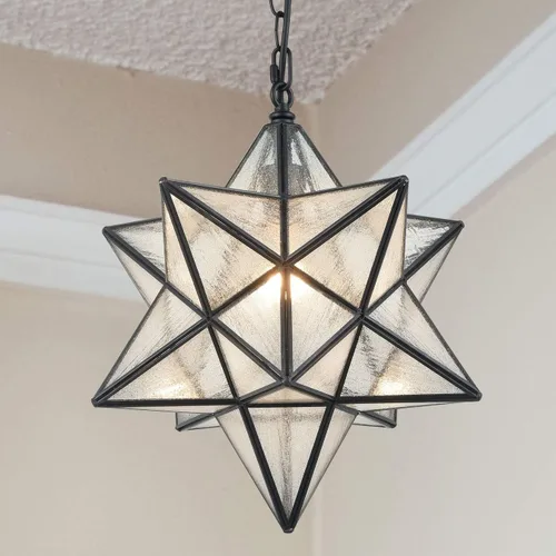 Vista 10 de CLAXY Lámpara colgante de estrella de Moravia de 14 pulgadas con semillas