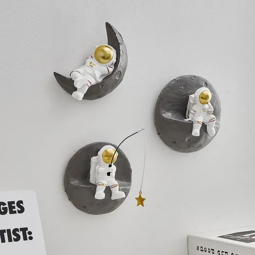 Vista 10 de 4 piezas de decoración de pared de planetas del espacio exterior – Esculturas de pared 3D modernas para sala de estar y dormitorio – Decoración
