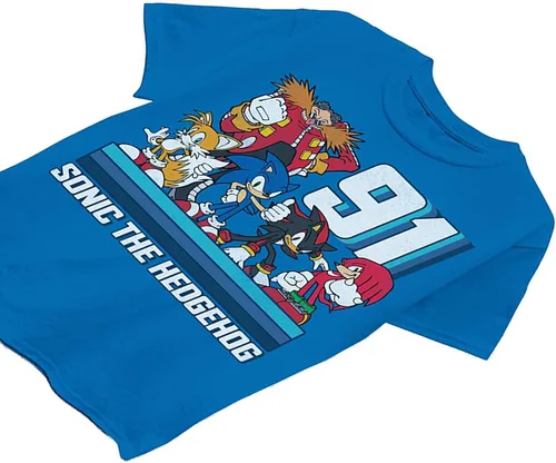 Vista 4 de SEGA Camiseta de Sonic The Hedgehog para niños, con Sonic, Tails y Knuckles, The Hedgehog Trio, camiseta