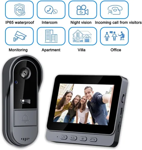 Vista 5 de TKMARS IP67 Timbre de Video Inalámbrico para Exteriores Impermeable, Intercomunicador con Cámara de Ángulo Ultra Amplio de 170° 1080P