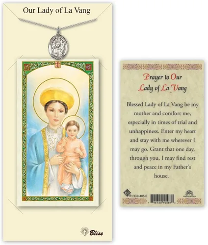 Vista 3 de Medalla de peltre Nuestra Señora de la Consolación con tarjeta de oración santa laminada