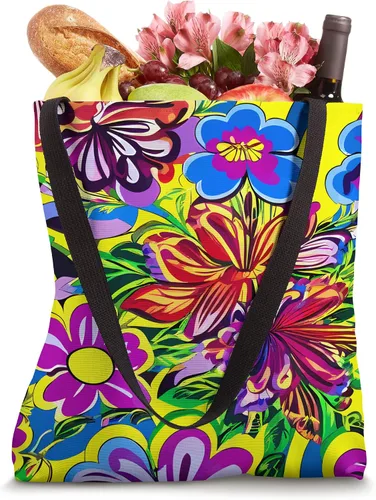 Vista 4 de Retro Flower Hippie Daisy 60s 70s Aesthetic Flowery Tote Bag