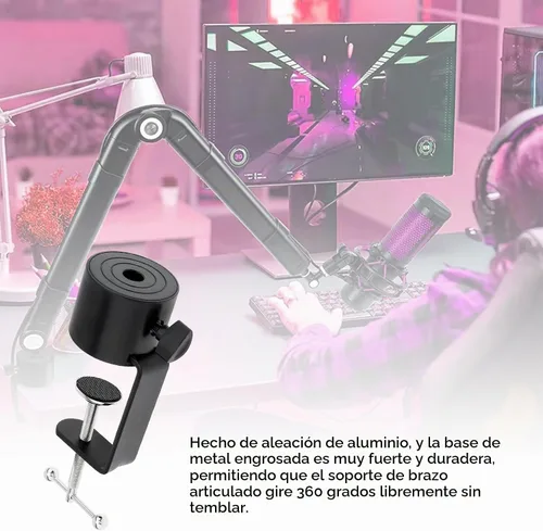 Vista 5 de Abrazadera de mesa de soporte de micrófono para brazo de tijera de brazo