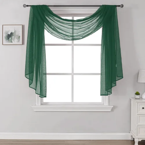 Vista 24 de Bufanda transparente para ventana de 144 pulgadas de largo, color azul bebé, perfecta como bufandas de cenefa, así como toldo de cama o decoración