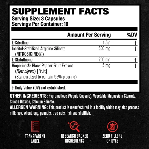 Vista 4 de Jacked Factory N.O. XT Suplementos de óxido nítrico para hombres con nitrosigina L arginina L citrulina suplemento para bombas musculares