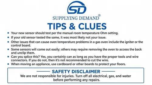 Vista 3 de Supplying Demand Reemplazo del sensor de temperatura del horno de la gama de gas WB20K10015 1085891