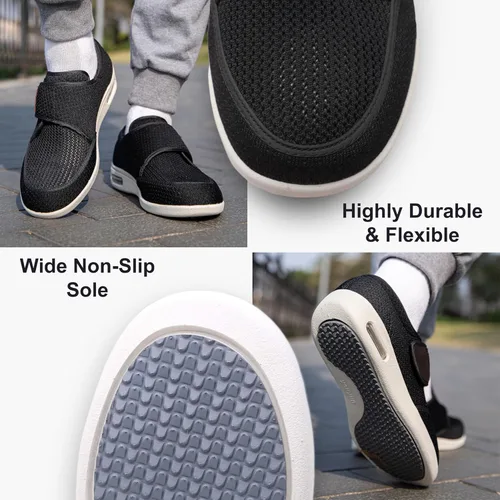 Vista 7 de youyun Zapatos para diabéticos para hombres de ancho ancho, zapatos diabéticos para hombres mayores, cierre ajustable, transpirables, ligeros