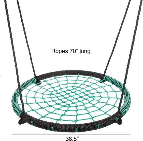 Vista 2 de Hey! Play! Columpio para árbol de telaraña, grande de 40 pulgadas de diámetro, para colgar con cuerda, gran equipo de patio trasero para niños