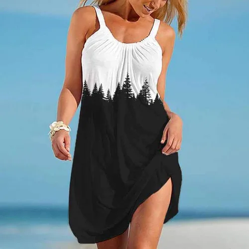 Vista 3 de Oiumov Vestidos de verano para mujer diseño patriótico con bandera americana lindo vestido sin mangas casual bohemio sin mangas
