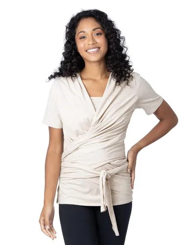 Vista 7 de Kindred Bravely Camiseta de manga corta de piel a piel, camiseta de canguro para mamá y bebé, algodón orgánico, Gris Caliente