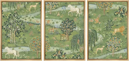 Vista 44 de SIGNWIN Lienzo enmarcado para pared, juego de arte sereno de pantanos con humedales verdes e ilustraciones de agua tranquila, arte moderno