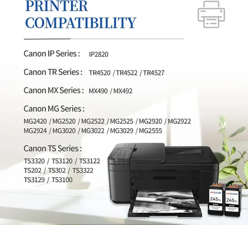 Vista 5 de Cartucho de tinta negro 245XL de repuesto para Canon 245XL PG-245XL 245 243 243XL para Canon PIXMA MX492 MX490 TR4520 TR4500 MG2522 TR4522 TR4500