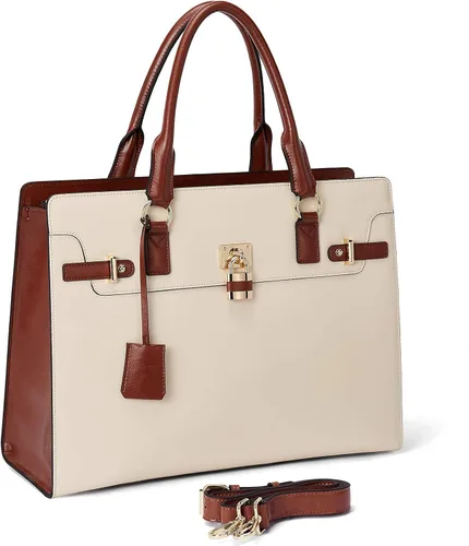 Vista 8 de BOSTANTEN Maletín para mujer de 15.6 pulgadas, bolso de cuero para laptop vintage, elegante bolso de negocios para abogadas, bolsa de trabajo