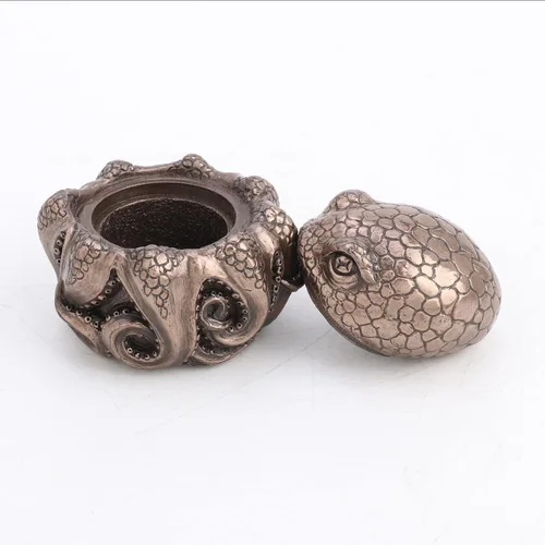 Vista 6 de Veronese Design 2 3/4" pulpo enano mini baratija caja resina escultura bronce final