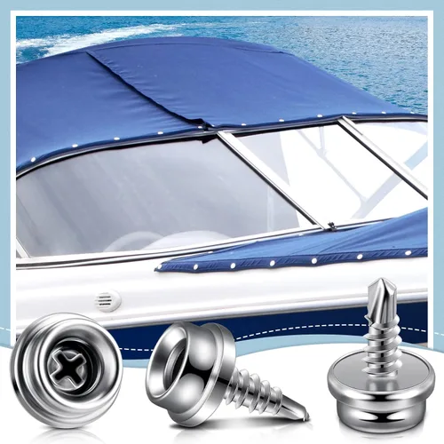 Vista 4 de Broches de Lona para Barco de Acero Inoxidable con Tornillo, Broches Metálicos para Cubierta de Barco, Casquillo de 3/8 Pulgadas con Tornillo
