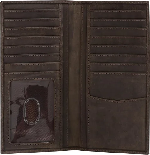 Vista 7 de ELIZO Leather Long Wallet for Men Western Wallet Rodeo Mens Wallet Flat Bifold Wallets for Men Biker Billfold Wallet for Men Cowboy Wallet RFID
