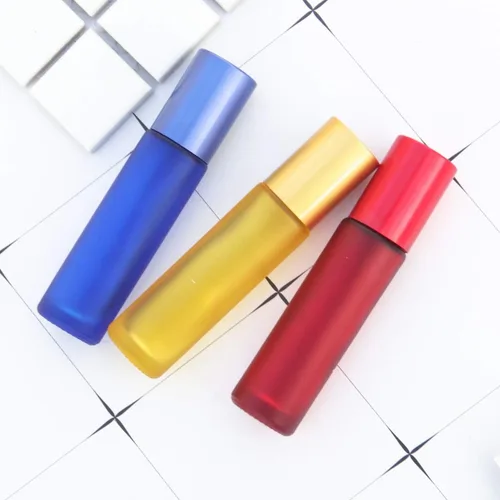 Vista 4 de 8 botellas de vidrio grueso esmerilado de 0.3 fl oz (1/3 oz) de alta calidad, frascos de tubo para aceites esenciales, aromaterapia, perfumes