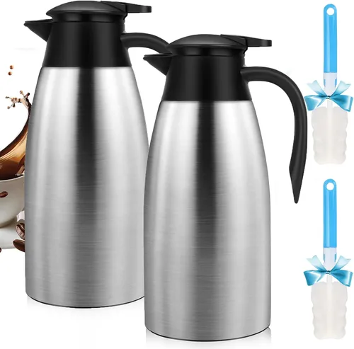 Vista 12 de Jarras térmicas de café de 68 onzas para mantener el calor, jarra térmica de acero inoxidable de 2 litros, jarra aislada al vacío de doble pared