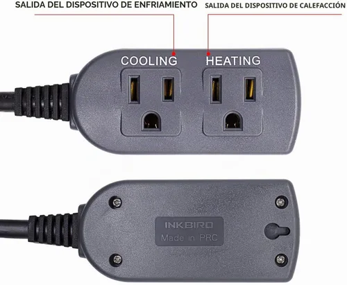 Vista 3 de Inkbird Termostato con control de temperatura digital precableado de doble función, 110 V, 1100 W, calefacción y refrigeración, refrigerador