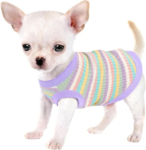 Vista 11 de Eleva la Comodidad y la Moda de tu Mascota: Chaleco de Camisa para Perros de Algodón 100% Acanalado Premium para Razas Pequeñas como Chihuahuas