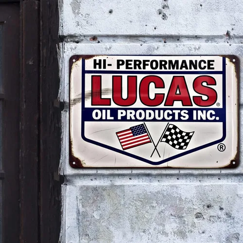 Vista 5 de Lucas Oil Products INC HiPerformance - Letrero de metal vintage de carreras automotrices, estampado estético para jardín, patio, bar, porche, hogar