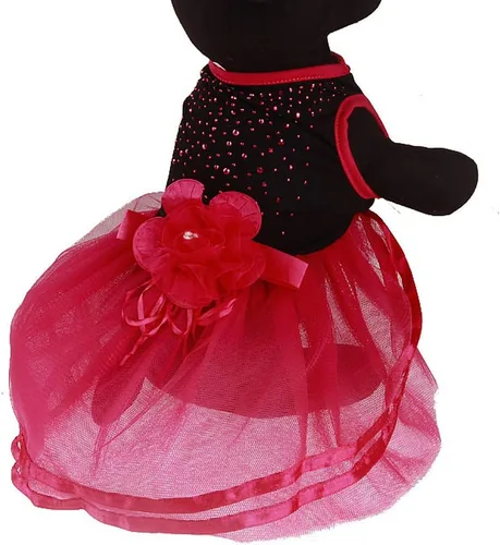 Vista 2 de Moda Dulce Cachorro Princesa Falda Tutu Vestido De Novia Para Perros Pequeños, Extra Pequeños - Rojo rojo (J-red)