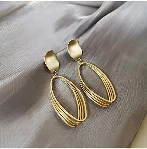 Vista 5 de La Raffine - Aretes ovalados geométricos huecos en color tonto de plata 925, joyería para mujeres y niñas, regalos de San Valentín, cumpleaños