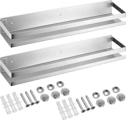 Vista 9 de Lallisa 2 Piezas Estante de Acero Inoxidable para Baño, Ducha, Estantes Flotantes, Cesta Organizadora Montada en la Pared, Estantes Organizadores
