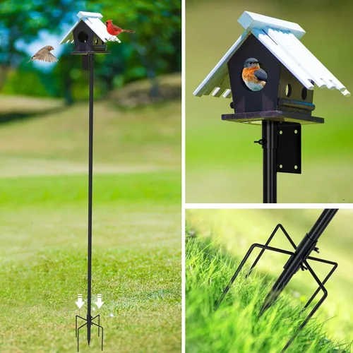 Vista 2 de ERYTLLY Bird House - Kit de montaje en poste de 80 pulgadas - Barra de soporte ajustable para comedero de colibríes, conjunto de soporte universal