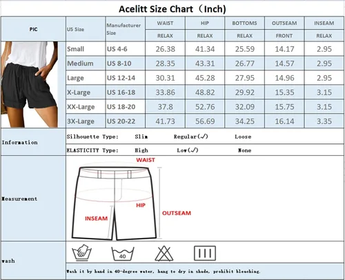 Vista 6 de Acelitt - Pantalones cortos para mujer con bolsillos cordón cintura elástica talla S-3XL