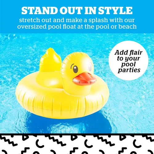 Vista 2 de BigMouth Inc. Flotador gigante de pato para piscina, más de 4 pies de ancho, tubo flotante inflable, anillo de natación, juguete acuático