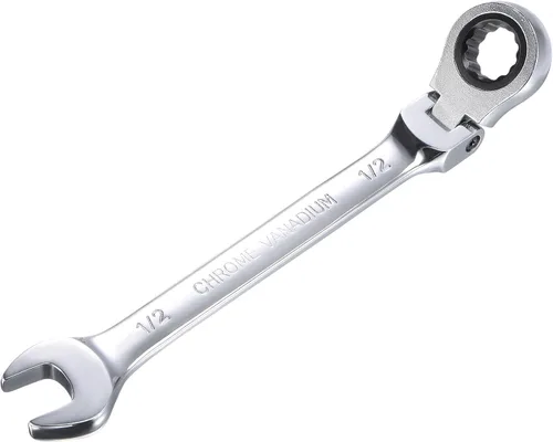 Vista 12 de uxcell Llave combinada de trinquete de cabeza flexible de 9/32 pulgadas SAE 72 dientes 12 puntos de trinquete de caja terminada herramientas