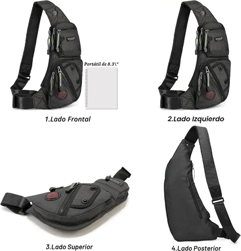 Vista 2 de NICGID Bolso bandolera en el pecho, mochila de hombro, bolsa cruzada, mochila casual para hombres y mujeres, Verde militar, Viajes